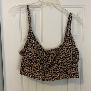 aerie Leopard Print Bikini Top - Tan & Black